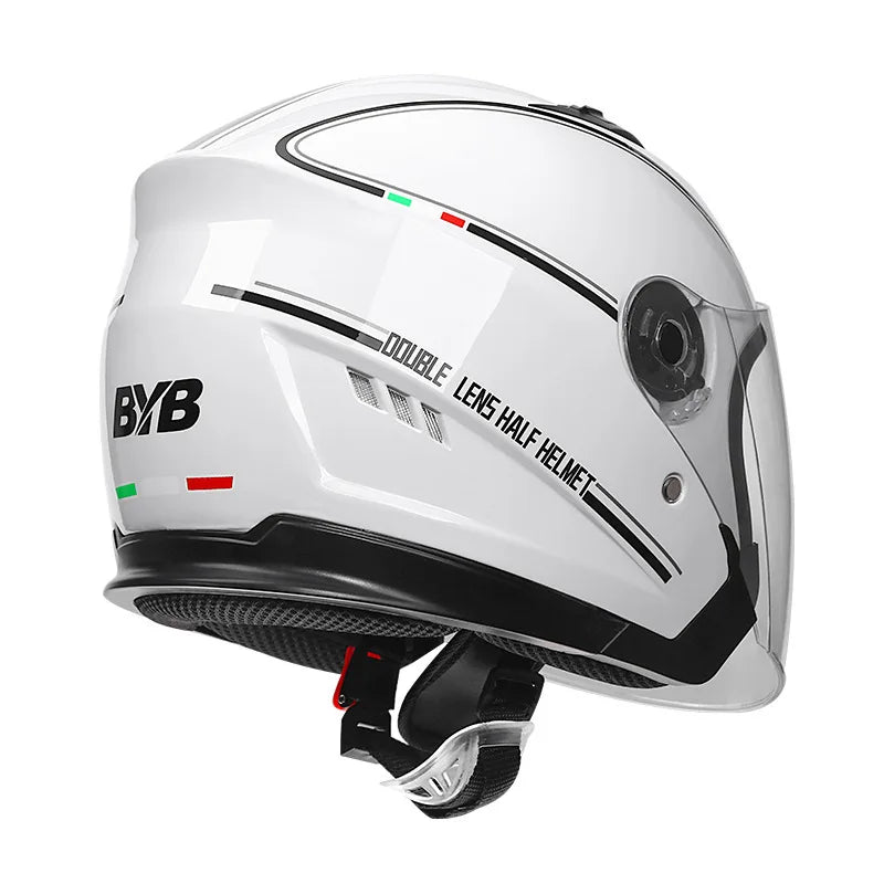 Motorcycle Equipments Open Face Helmet For Men Women Dual Lens Sun Visor Face Shield Top Lightweight Scooter Retro 3/4 Headwear