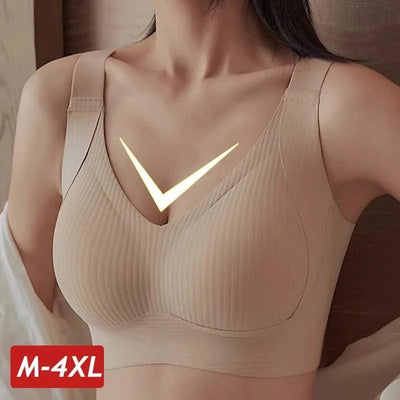 Plus Size Women Seamless Bras Sexy V Waist Brassiere Padded Wireless Soft Sleepwear Female Solid Breathable Underwear Lingerie