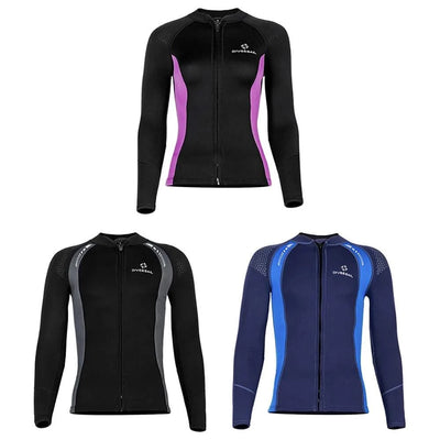 2025 New Men Women Wetsuit Top 3mm Neoprene Wetsuit Jacket Long Sleeve Front Zipper Swimsuit Surfing Diving Tops for Water Sport - Elanique