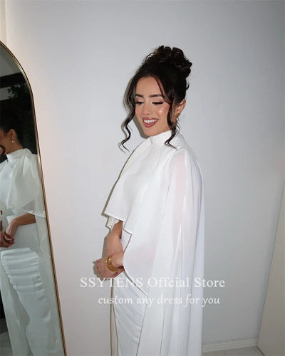 SSYTENS Modern High Neck Wedding Dress For Women Saudi Long Custom Occasions Bridal Gowns Dubai Elegant Women Sheath Bride Dress