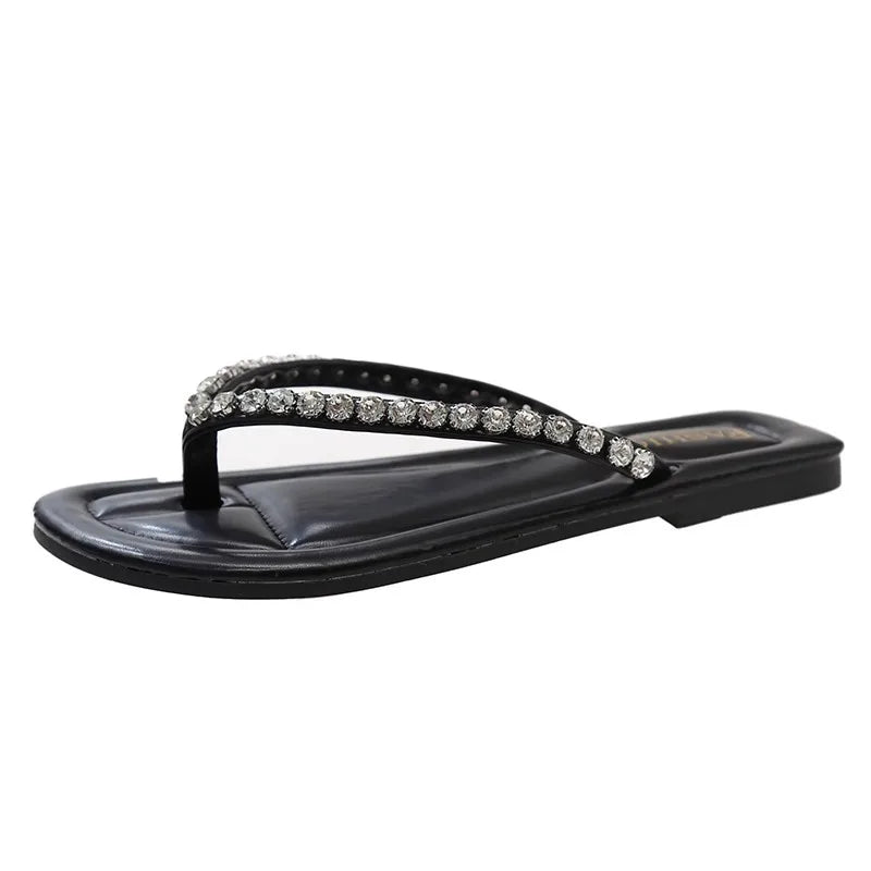 Beach flip-flops women wear high-grade summer new flat-bottomed non-slip holiday online celebrity toe sandals.