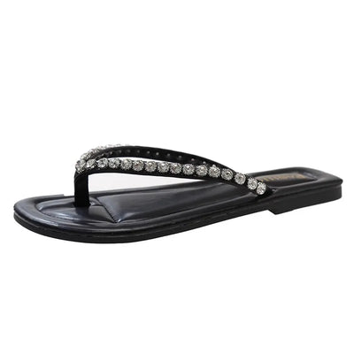 Beach flip-flops women wear high-grade summer new flat-bottomed non-slip holiday online celebrity toe sandals.