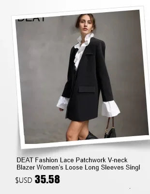 DEAT Fashion Women's Blazer Notched Collar Double Breasted Sequins Full Sleeves Pink Suit Jackets Autumn 2025 New Tide 7AB643
