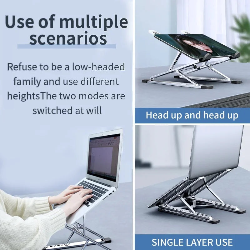 Adjustable Aluminum Alloy Laptop Stand Portable Folding Bracket for Notebook Tablet Computer Lifting Cooling Holder