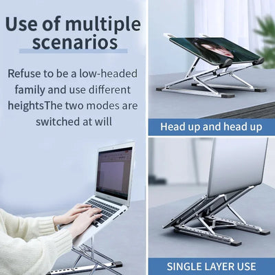 Adjustable Aluminum Alloy Laptop Stand Portable Folding Bracket for Notebook Tablet Computer Lifting Cooling Holder