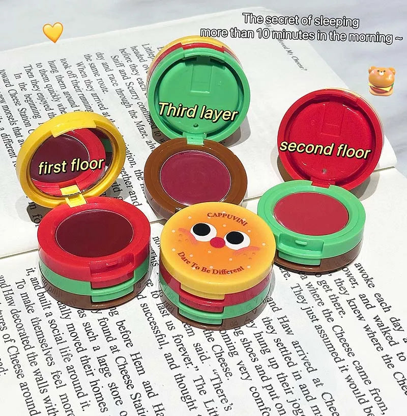 Cappuvini Butter Hamburger Lip Mud Matte Soft Mist Cute Hamburger Whitening Makeup Lipstick Valentine's Day