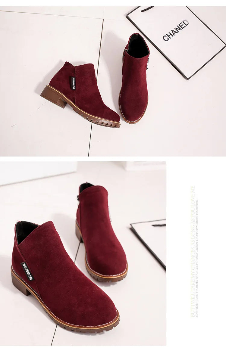 Women Boots 2024 Autumn Winter Boots Female Shoes Brand Ladies Ankle Heels Shoes Woman Suede Leather Boots