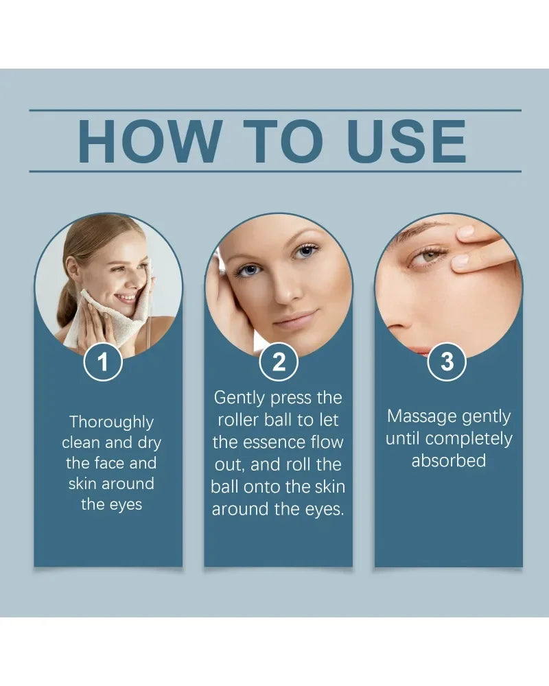 5% Caffeine Eye Serum Nourishing Moisture Under Eye Roller Cream 360° Massage Firming Serum For Dark Circles and Puffiness