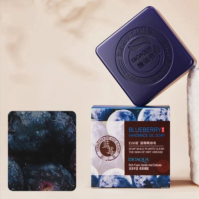 Luxurious Essential Oil Soap Collection Bamboo Charcoal Blueberry Lavender Deep Clean Exfoliation Soaps Blackhead Adsorption