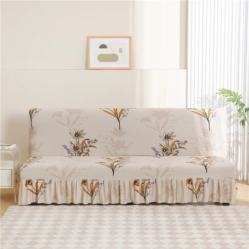 Print Armless Sofa Bed Cover With Skirts Without Armrest Elastic Folding Furniture home Decoration Bench Cover
