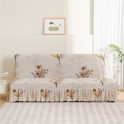 Print Armless Sofa Bed Cover With Skirts Without Armrest Elastic Folding Furniture home Decoration Bench Cover