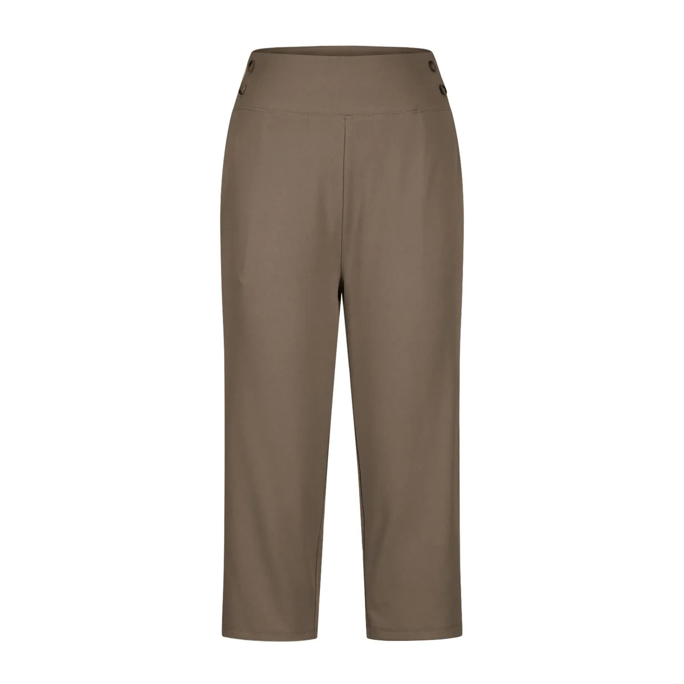 Women Elastic High Waist 3/4 Pant Casual Active Fit Wide Capris Leg Pants Trousers With Pockets Pants Woman брюки женские
