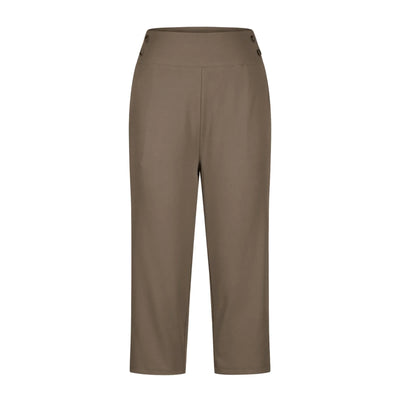 Women Elastic High Waist 3/4 Pant Casual Active Fit Wide Capris Leg Pants Trousers With Pockets Pants Woman брюки женские