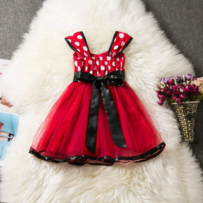 Cute Baby Girl Dress for 9M-4Yrs Children Summer Clothes Kids Minni Mouse Polka Dot Dress Girls Birthday Party Christmas Costume