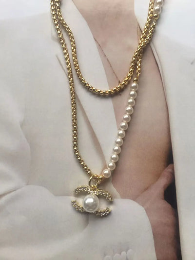 Luxury design necklace 106cm pendant can move freely, can be stacked in single layer or double layer, can be worn in many ways.