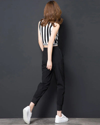 Ice Silk Summer Sweat Home Sports Pants for Women Joggers Jogging Black Cropped Trousers Harem Sarouel Sweatpants Ripped Fashion