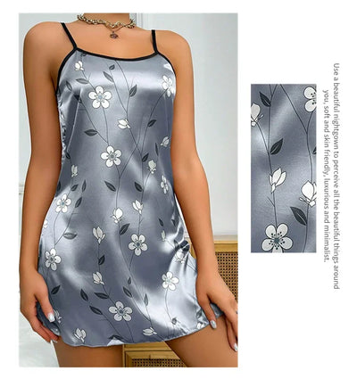 Women Nightdress Sexy Sleepwear Pajamas Nightgowns Slip Skirt Loungewear Nightie Ladies Summer Casual Home Clothes Pyjama Femme