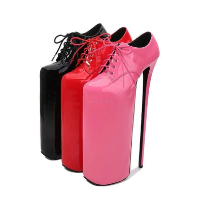 Women's Waterproof Platform High Heel Shoes 30cm | Lace up Fashion High Heel Shoes New | Trendy Model Shoes