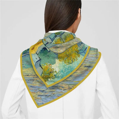 Floral Art Style Oil Painting Designer Scarves Women  90cm