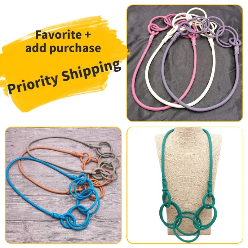 BARWODO New Rubber Chain Necklace For Women Simple Handmade Elasticity Jewelry Sweater Chains Party Accessories Luxury Necklaces