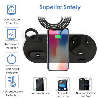 Universal Wireless Charging Station for iPhone 16, 15, 14, 13, 12, 11 Pro Max/Pro/Mini/Plus & for AirPods Pro 2 - Quick Charge