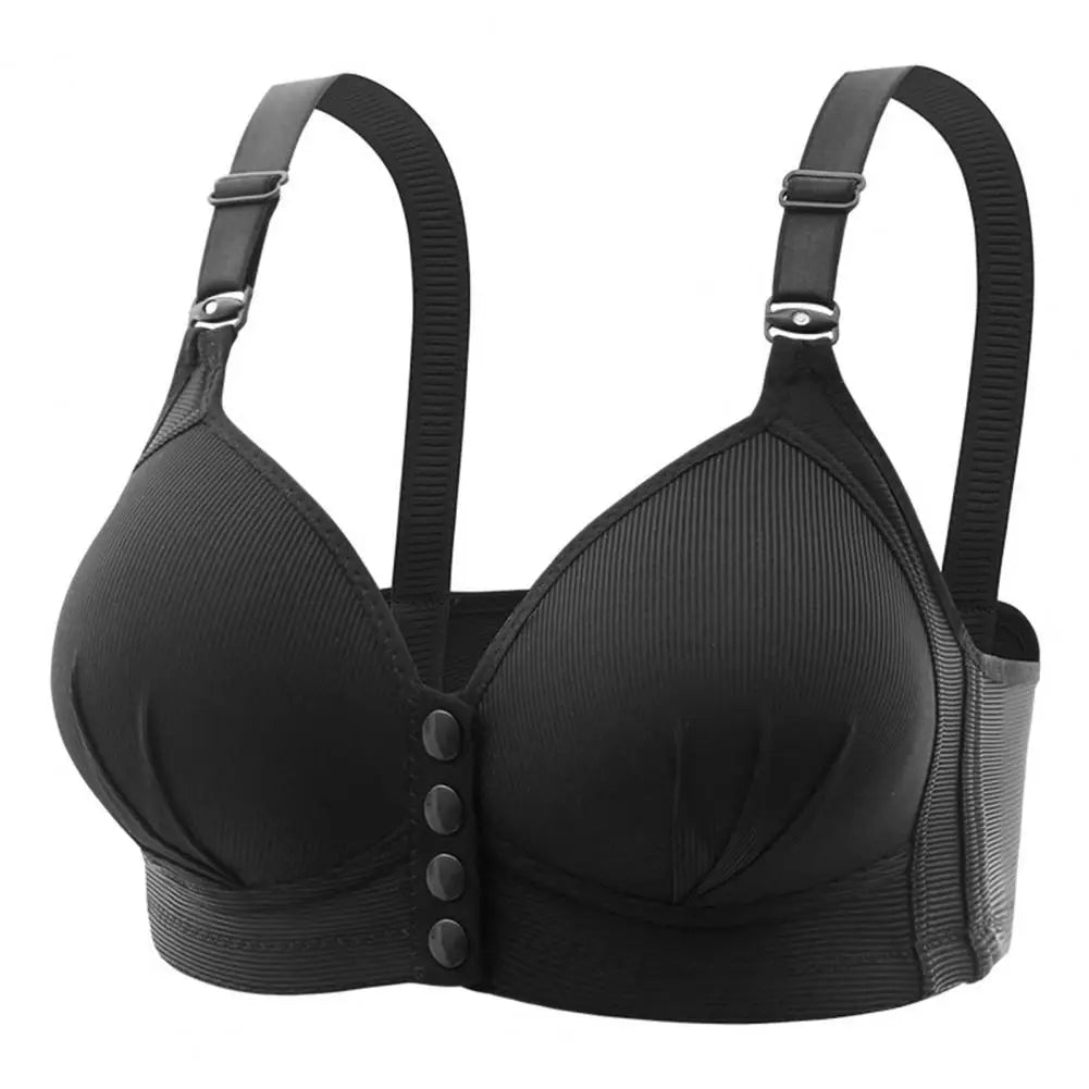 Breathable Bra Front Button Closure Push Up Bra for Women with Adjustable Straps Plus Size Support No Wire Design for Ladies