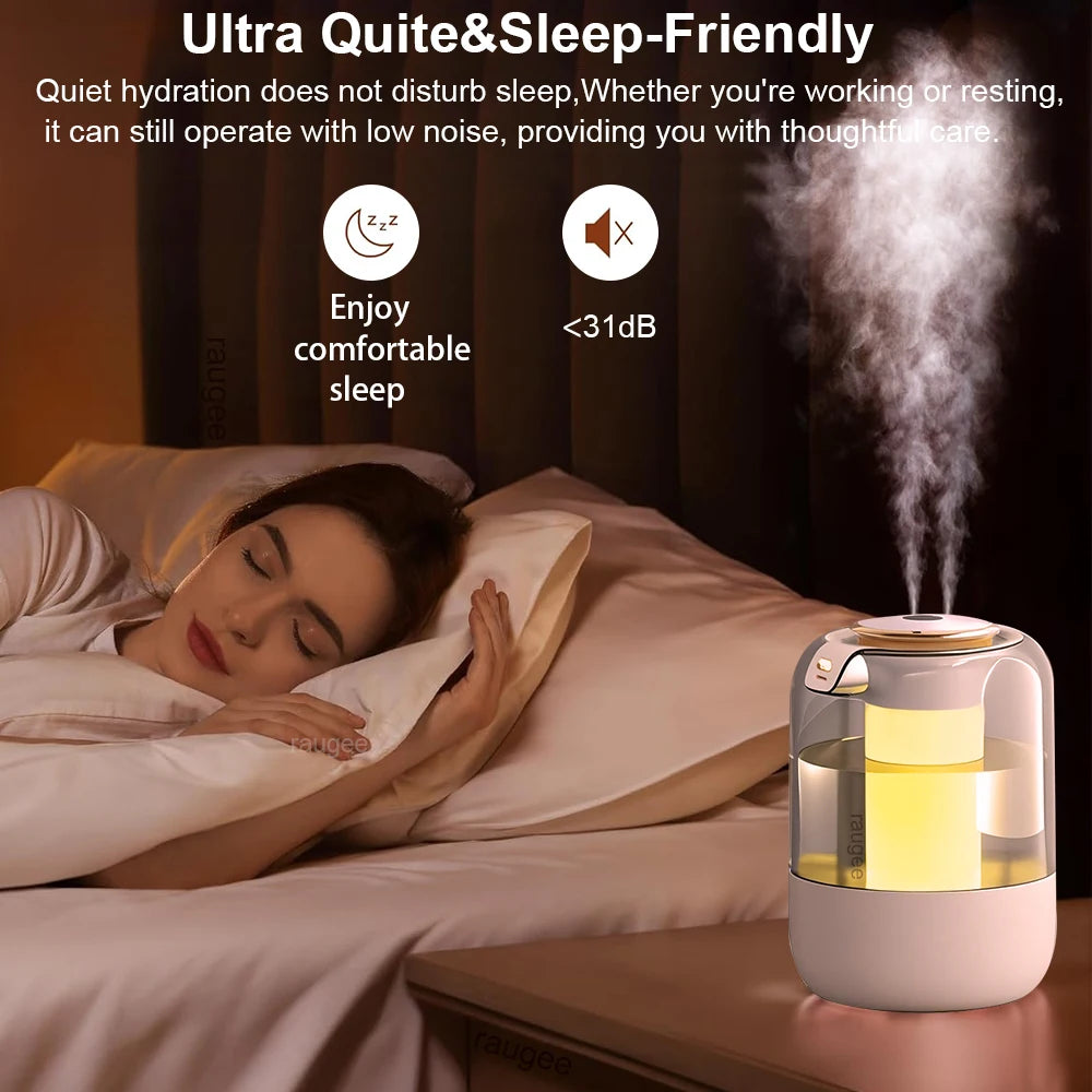 Air Humidifier 2.2L Large Capacity Double Spray Humidifier Desktop Water Humidifier USB Dual Humidifier Diffuser for Home Office