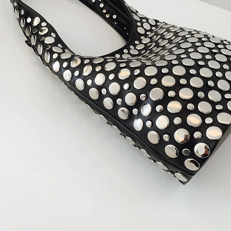 Designer Geometric Shoulder Bag For Women Top Brand Handbag Luxury Shiny Rivet Handmade Evening Clutch Bag Fashion Party Purse