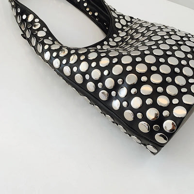 Designer Geometric Shoulder Bag For Women Top Brand Handbag Luxury Shiny Rivet Handmade Evening Clutch Bag Fashion Party Purse