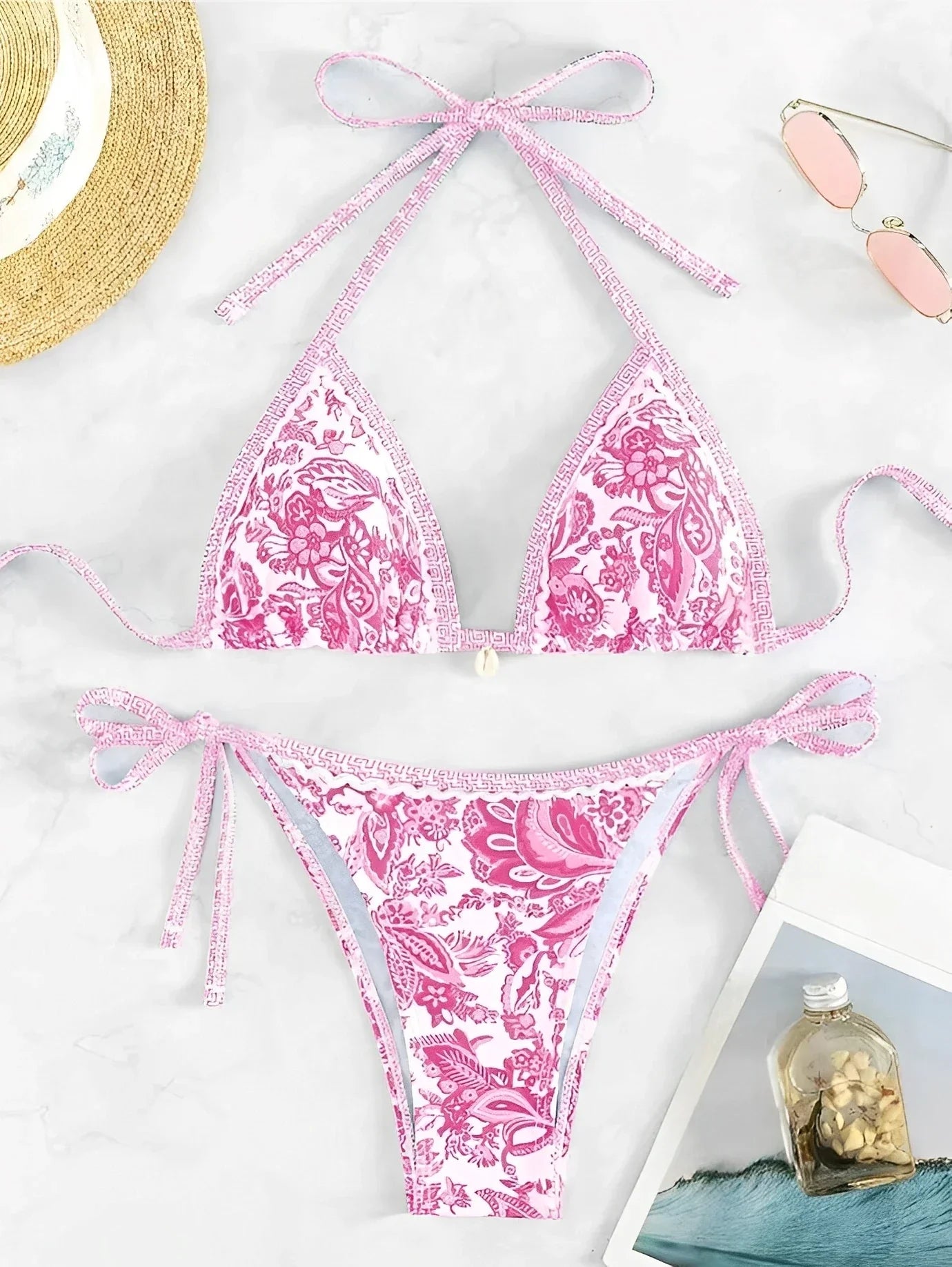 2025 Halter String Triangle Two Piece Bikini Women Swimwear Female Swimsuit Bathers Bathing Swimming Suit Beachwear Summer - Elanique