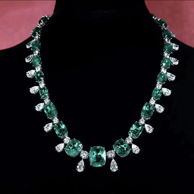 Emerald Necklaces for Women Green Zircon Stone Geometry Charm Necklace Party Jewellery Gift