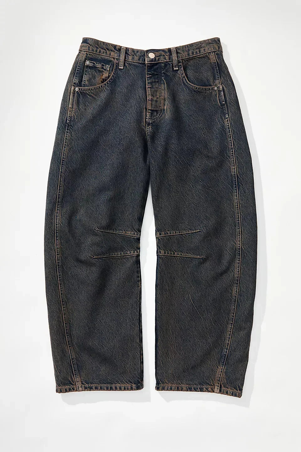 Midiross High Stretch Mid-Rise Barrel Jeans Fashion wide Leg Shape Women Casual Baggy Mid Waist Denim Jeans