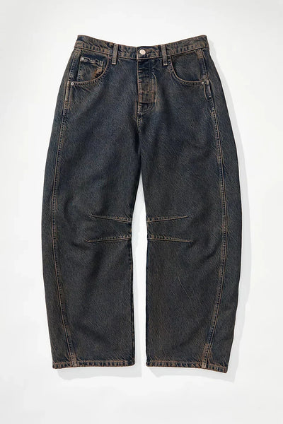 Midiross High Stretch Mid-Rise Barrel Jeans Fashion wide Leg Shape Women Casual Baggy Mid Waist Denim Jeans
