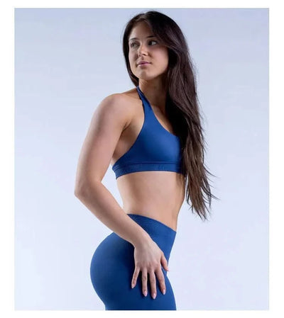 Sports Bra  Seamless Halter Neck Strap Bra Open Back Fitness Yoga Top Bras Support Women Workout Gym Crop Top