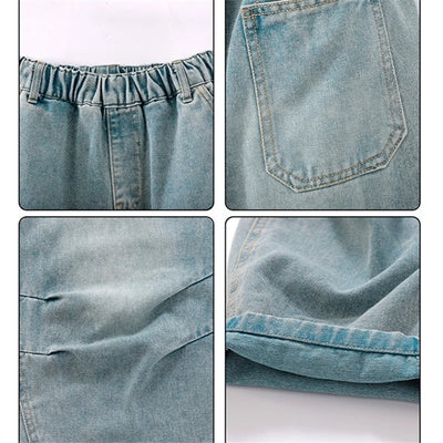High Quality Luxury Kids Designer Jeans Pants for Children Boy Loose Straight Stylish Denim Trousers 4 5 6 7 8 9 10 11 12 13 14Y