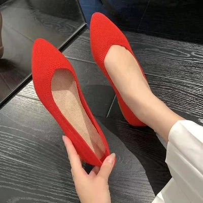Women's Ballet Casual Shoes Slip-on Flats Knitting Ballerina Pointe Shoes