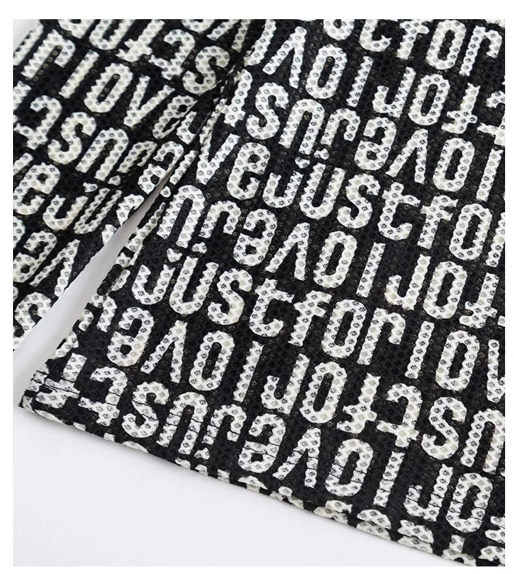Printed Waffle Mesh T-shirts For Women New Autumn Slim-fit Base Half High Neck Strech Basic Tops Female