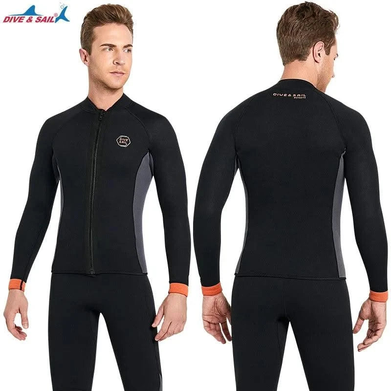 Wetsuit 3MM Neoprene Men Long Sleeve Split Wetsuit Warm Jacket Pants Plus Size Women Swimsuit Scuba Diving Snorkeling Surf Suit