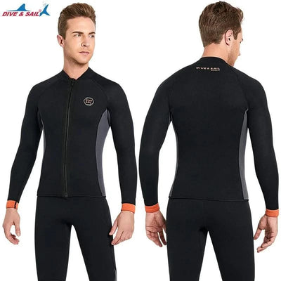 Wetsuit 3MM Neoprene Men Long Sleeve Split Wetsuit Warm Jacket Pants Plus Size Women Swimsuit Scuba Diving Snorkeling Surf Suit