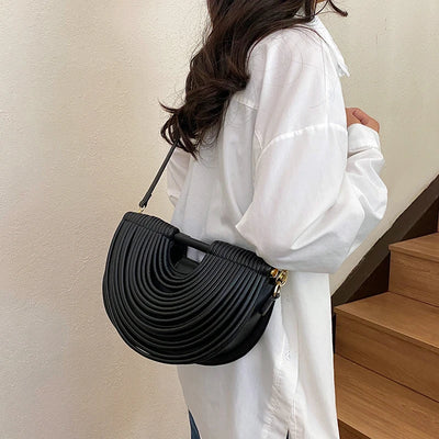 Handbags for Women 2025 New Gold Luxury Designer Brand Handwoven Noodle Bags Rope Knotted Pulled Half Moon Silver Evening Clutch