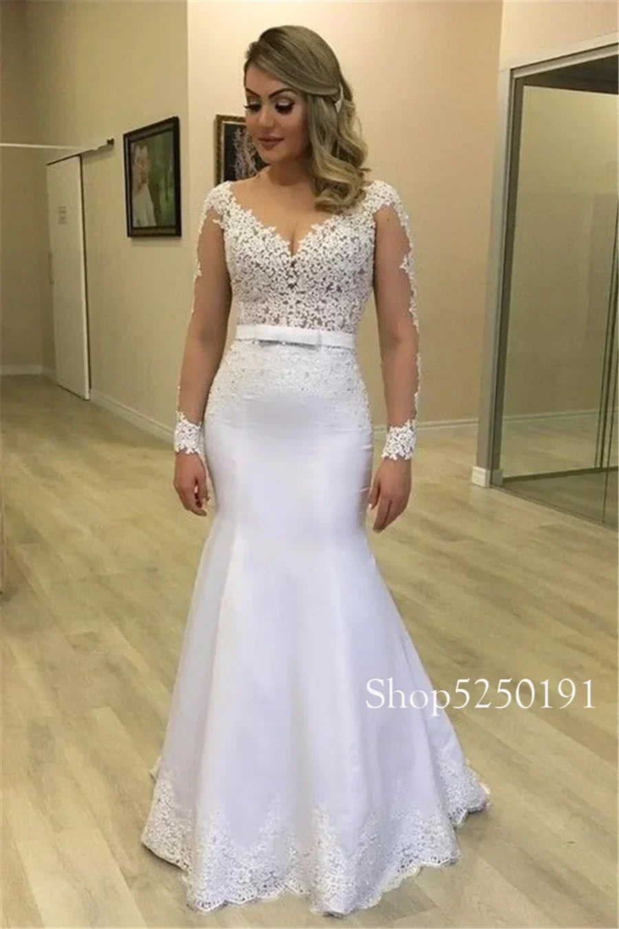 Sheer Long Sleeves Mermaid Wedding Dresses See Through Back Custom Two Pieces Bridal Gowns Modest Vestidos De Novia