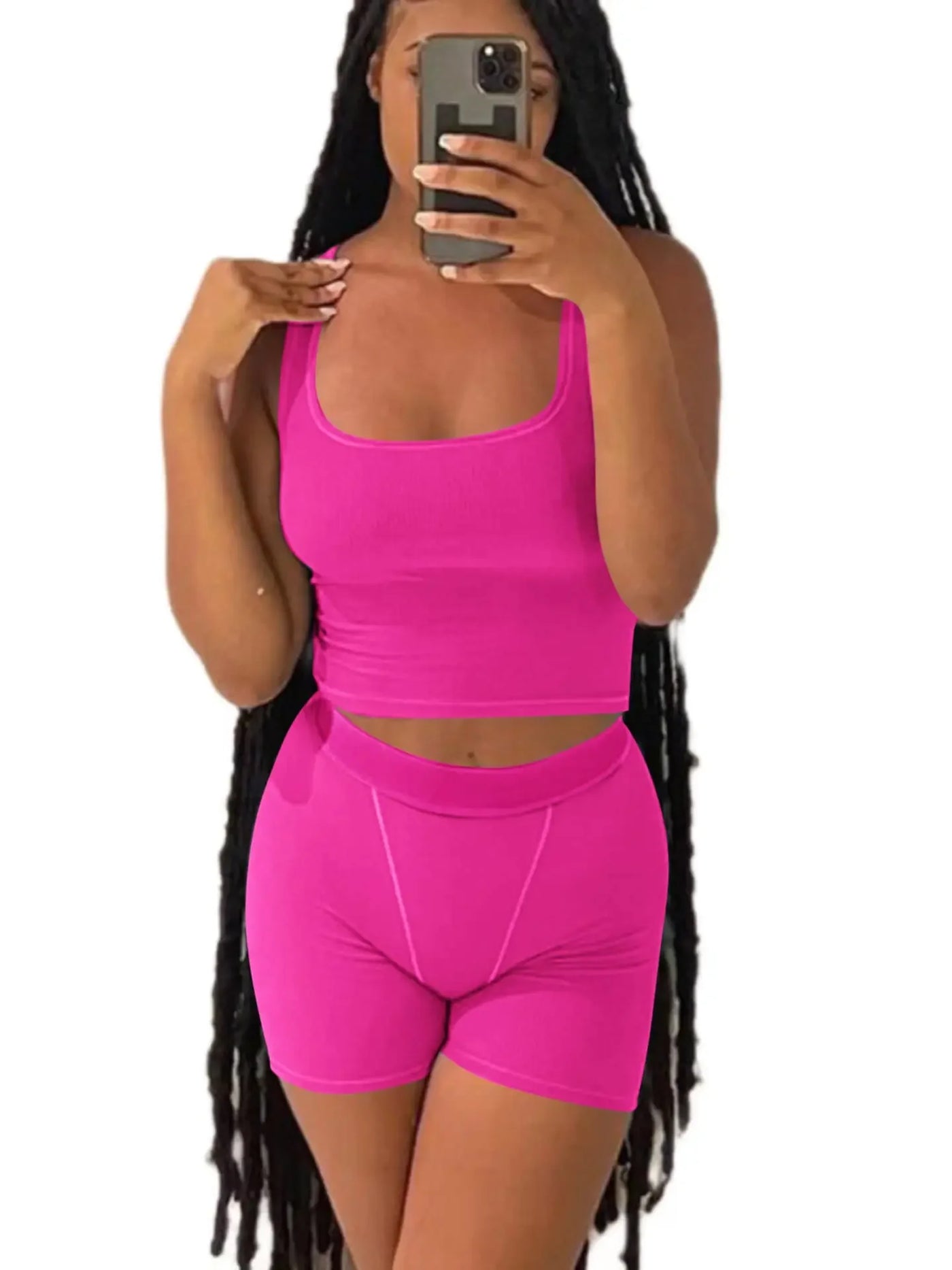 Women's 2 Piece Casual Workout Outfits Ribbed Knitted Yoga Tank Top High Waist Leggings Tracksuit Active Wear Sets