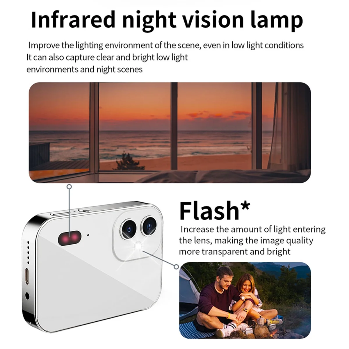 Best 4K CCD Digital Camera 64MP Digital Flash Video Camera with Touch Screen 16X Digital Zoom IR Night Vision Camera Black