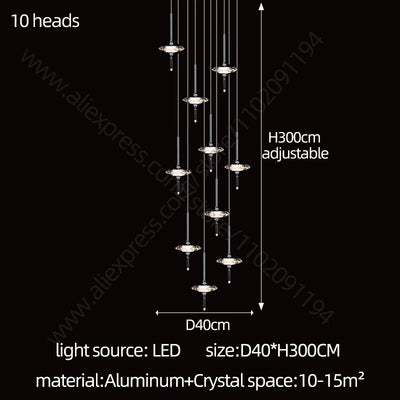 Led Chandelier Home Decoration Lighting Hanging Lamps Living Room Indoor Gloss Island Kitchen Lamps Chrome Staircase Chandelier