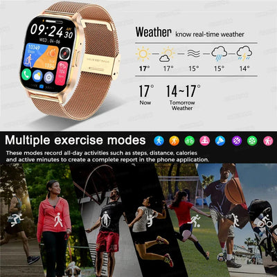 Women Smartwatch 2.01inch AMOLED Screen Bluetooth Call  NFC Sport Watch Blood Pressure Music Women Smart Watch for Huawei Xiaomi