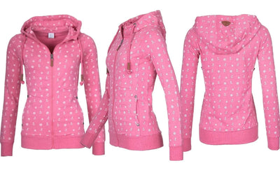 NEW Women Hooded Fleeces Oversize Sea Anchor Print Zipper coat Jumper Casual Sweatshirt Tops Autumn long sleeve hooded sw