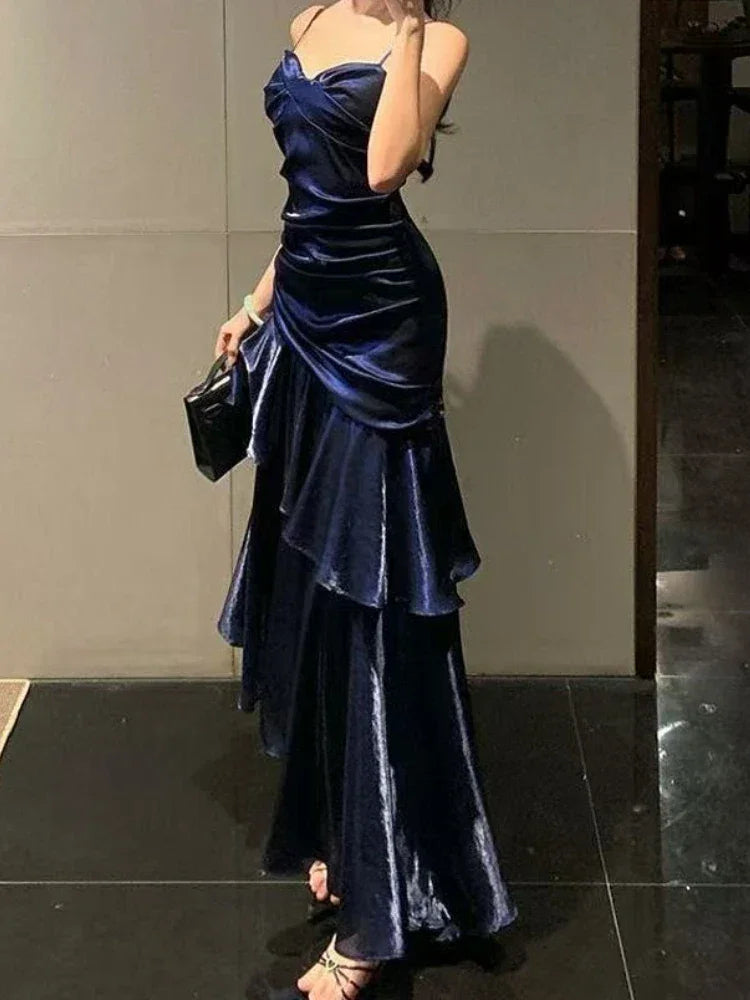 French Vintage Dress Women Lace Retro Elegant Evening Party Dress Female Sleeveless Chic Midi Dress 2025 Fashion Summer New