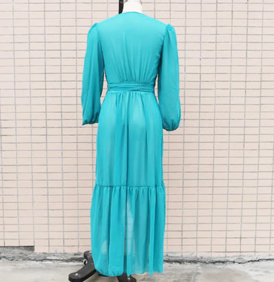 2024 New Lace Up Bikini Cover Ups for Women Maxi Dresses Solid Long Sleeve Beach Dress