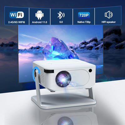 Portable Proyector 4K Android 11 Dual Wifi 5 300ANSI CPU H713M BT5.0 1080P 1280*720P Proyector de cine en casa para exteriores