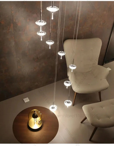 Led Chandelier Home Decoration Lighting Hanging Lamps Living Room Indoor Gloss Island Kitchen Lamps Chrome Staircase Chandelier